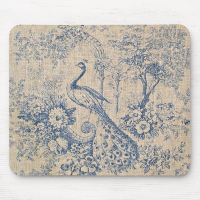 Antique Peacock Toile Mouse Pad (Front)