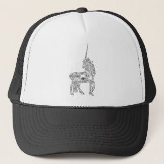 Antique Pen Flourish Calligraphy Unicorn Trucker Hat