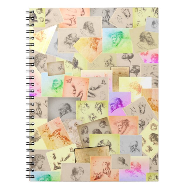 Antique Pencil Studies of Heads, Hands, Ears & Eye Notebook (Front)