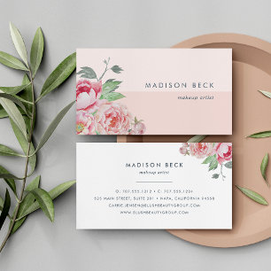 Antique Peony Blush Pink Colorblock Business Card