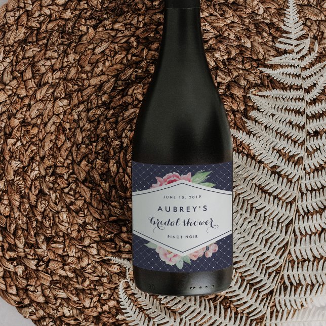 Antique Peony Bridal Shower Wine Labels (Creator Uploaded)