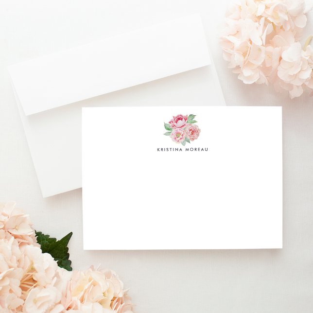 Antique Peony Personalised Stationery Card (Creator Uploaded)