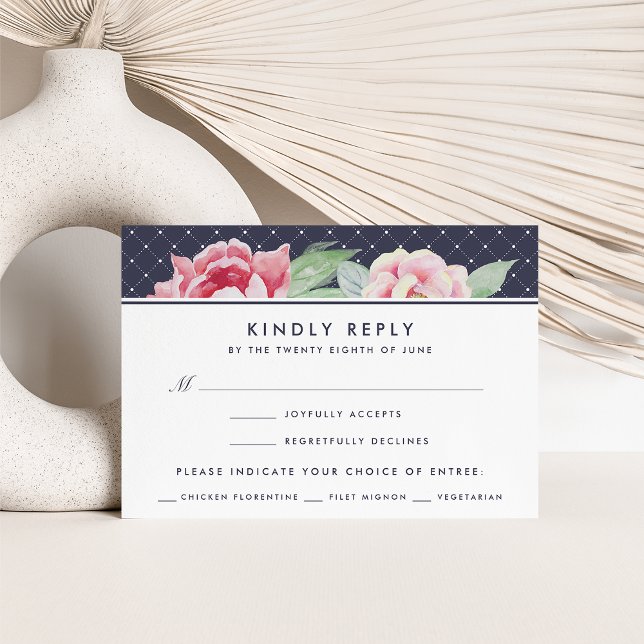 Antique Peony RSVP Card With Meal Choice (Creator Uploaded)