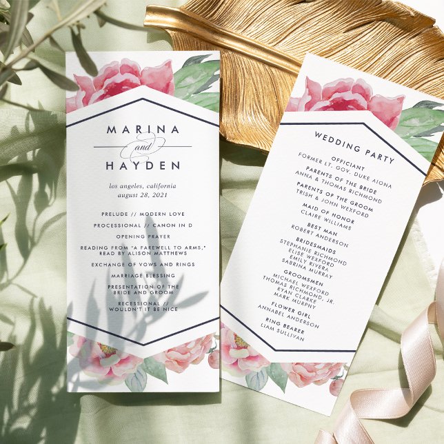 Antique Peony Wedding Ceremony Program Programme (Creator Uploaded)