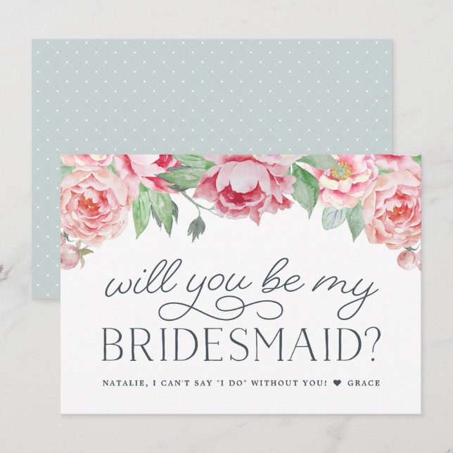 Antique Peony | Will You Be My Bridesmaid Card (Front/Back)