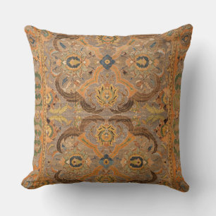 Antique Persian Carpet Brown Orange Cushion