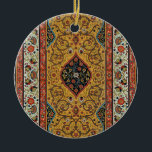 Antique Persian Carpet Elegant Design Ceramic Tree Decoration<br><div class="desc">Immerse yourself in the opulent beauty of the 19th century with this exquisite antique Persian carpet design. Sourced from the renowned "L'Ornement Polychrome" by Albert Racinet (1888), this intricate pattern showcases the masterful artistry of traditional Persian rug making. Rich hues of gold, deep red, black, and ivory intertwine in elaborate...</div>