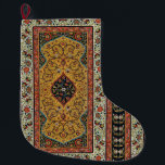 Antique Persian Carpet Elegant Design Large Christmas Stocking<br><div class="desc">Immerse yourself in the opulent beauty of the 19th century with this exquisite antique Persian carpet design. Sourced from the renowned "L'Ornement Polychrome" by Albert Racinet (1888), this intricate pattern showcases the masterful artistry of traditional Persian rug making. Rich hues of gold, deep red, black, and ivory intertwine in elaborate...</div>