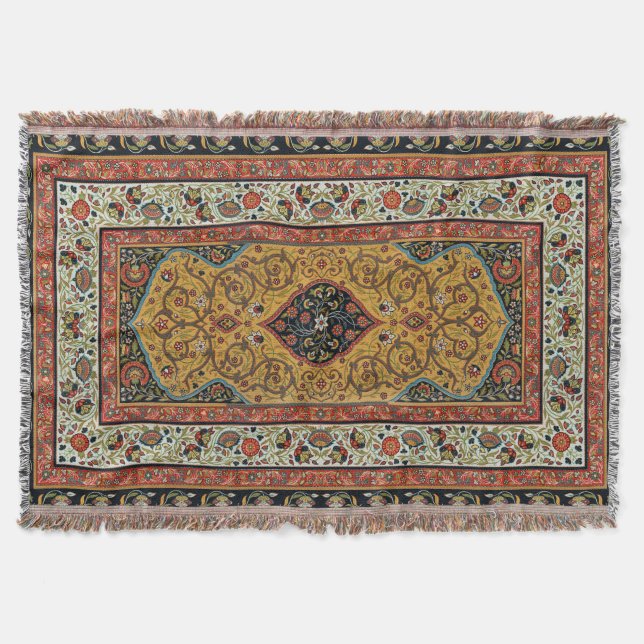 Antique Persian Carpet Elegant Design Throw Blanket (Front)