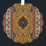 Antique Persian Carpet Elegant Design Tree Decoration Card<br><div class="desc">Immerse yourself in the opulent beauty of the 19th century with this exquisite antique Persian carpet design. Sourced from the renowned "L'Ornement Polychrome" by Albert Racinet (1888), this intricate pattern showcases the masterful artistry of traditional Persian rug making. Rich hues of gold, deep red, black, and ivory intertwine in elaborate...</div>