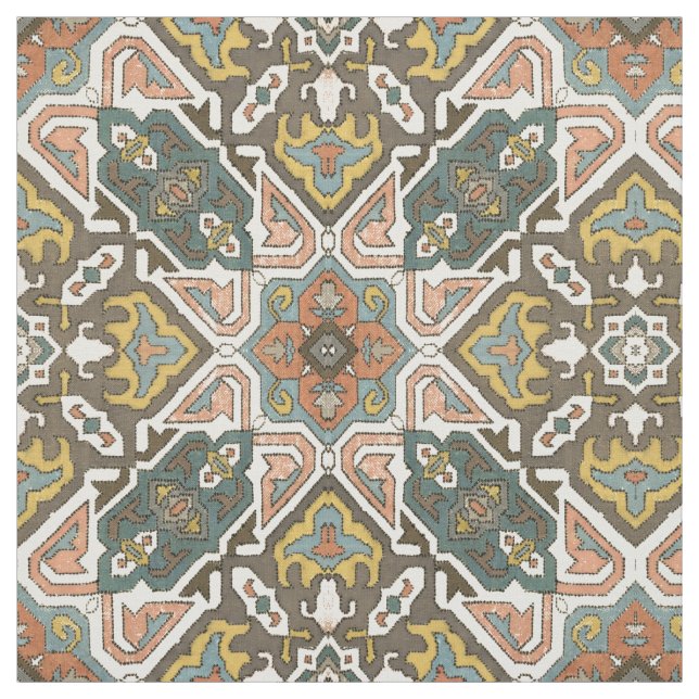 Antique Persian Geometric Pattern Print Fabric (Swatch)