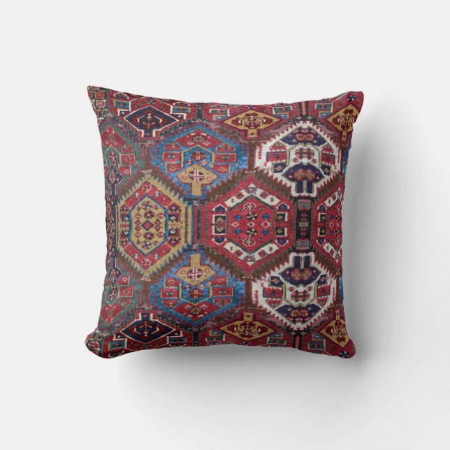Antique Persian Oriental Rug Design Pillow (Front)