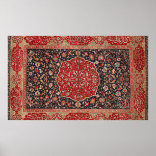 Antique Persian Rug Distressed Vintage Art Pattern Poster