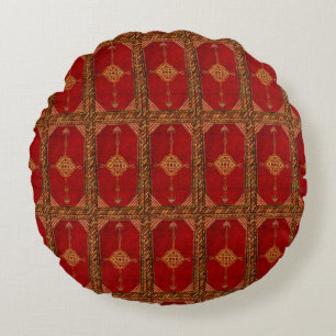 Antique Persian rug  - pattern Round Pillow