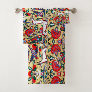 Antique Persian Turkish  Carpet,Animals Bath Towel Set