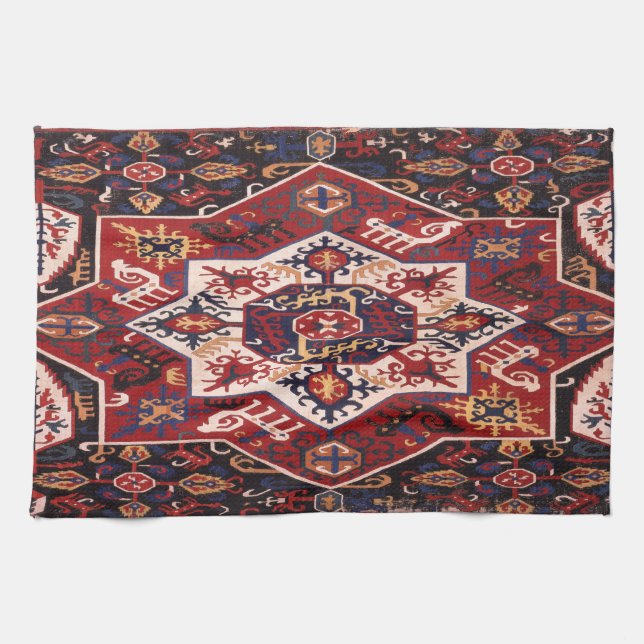 Antique  Persian Turkish Carpet Tea Towel (Horizontal)