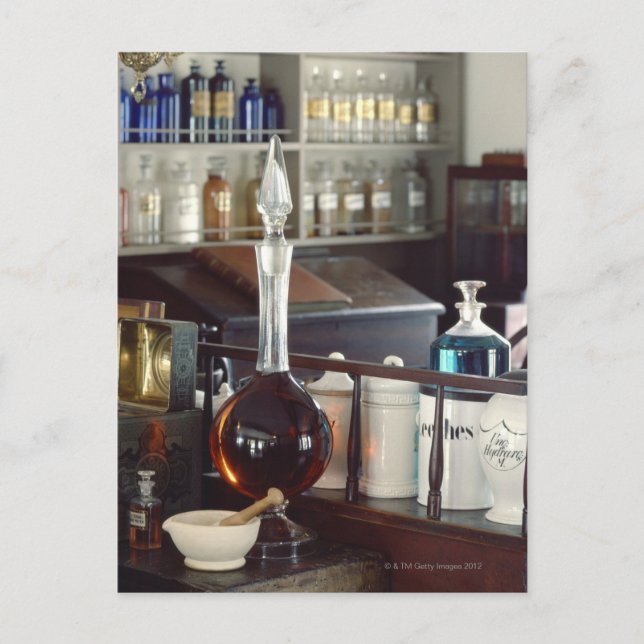 Antique pharmacy bottles postcard (Front)