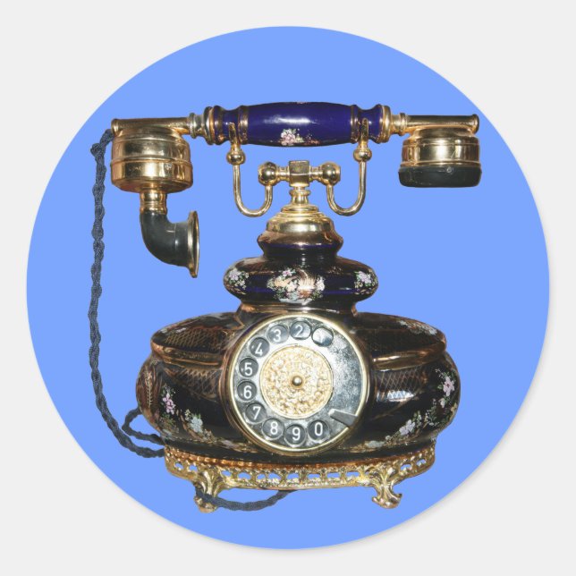 Antique Phone Classic Round Sticker (Front)