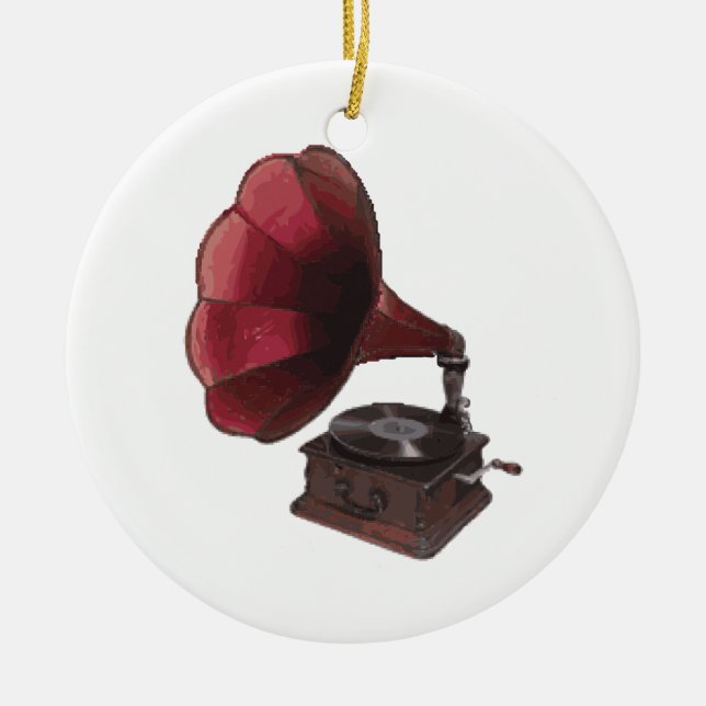 Antique Phonograph Ceramic Tree Decoration (Front)