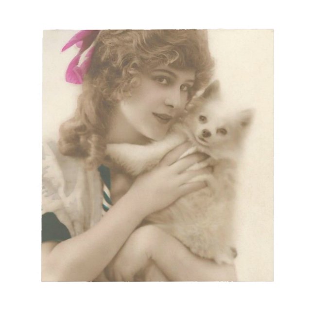 Antique Photo Victorian Woman and Dog Notepad (Front)