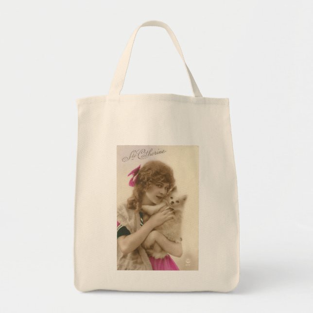 Antique Photo Victorian Woman and Dog Tote Bag (Front)