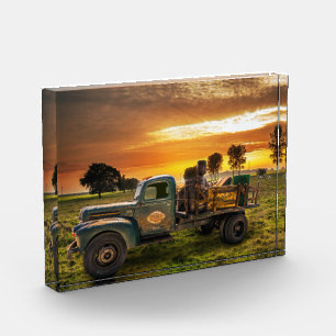 Antique Pickup in the Countryside Photo Block