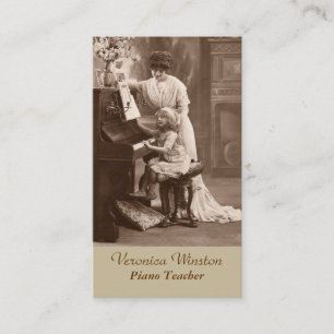 Antique Picture Piano Teacher Business Card