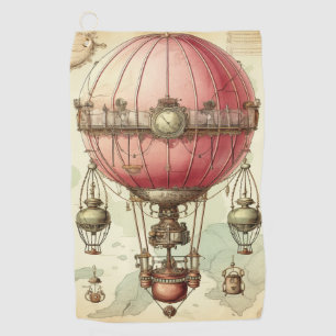 Antique Pink Balloon Airship Victorian Golf Towel