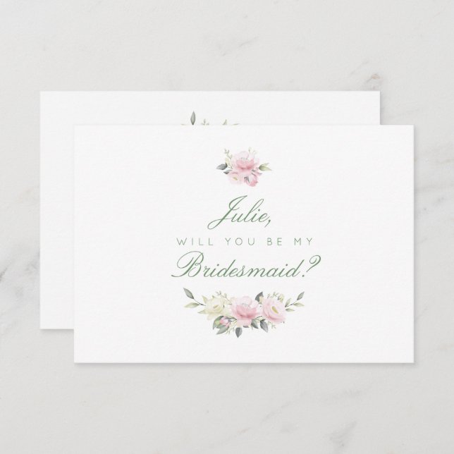 Antique Pink Rose Bridesmaid Card (Front/Back)
