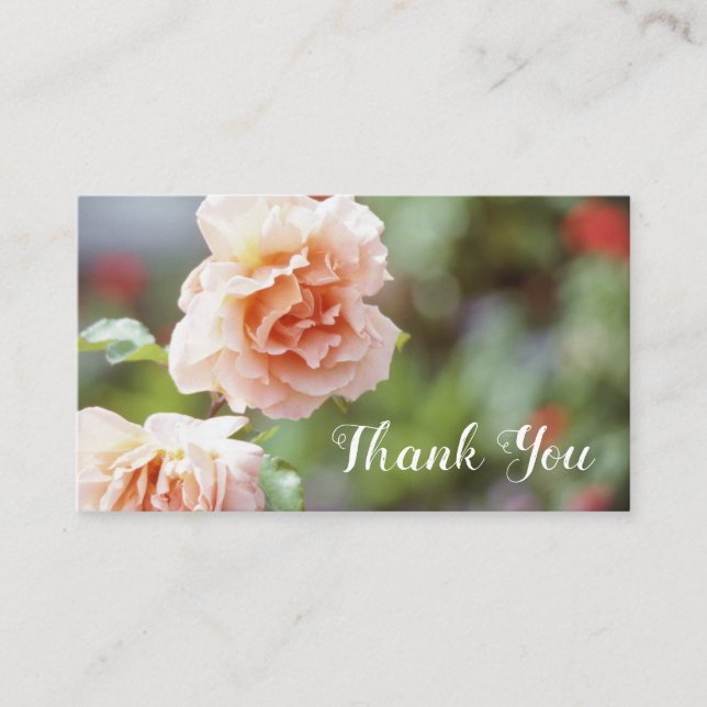 Antique Pink Roses Floral Thank You Rose Garden Business Card (Front)