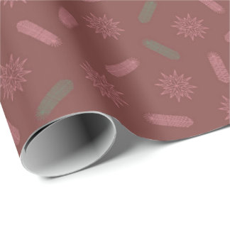 Antique Pink Stars and Tree Brunches Wrapping Paper