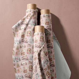 Antique Pink Victorian Vintage Christmas Fabric