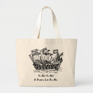 Antique Pirate Ship Large Tote Bag