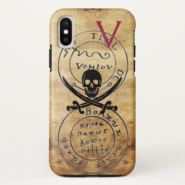 ANTIQUE  PIRATES TREASURE MAP ,SKULL AND SWORDS Case-Mate iPhone CASE (Back)