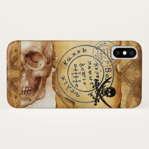 ANTIQUE  PIRATES TREASURE MAP ,SKULL AND SWORDS iPhone X CASE