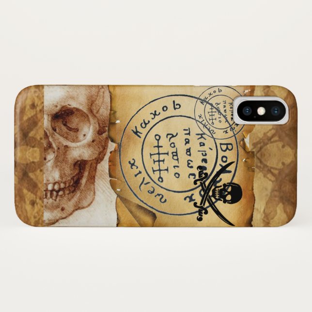ANTIQUE  PIRATES TREASURE MAP ,SKULL AND SWORDS Case-Mate iPhone CASE (Back (Horizontal))