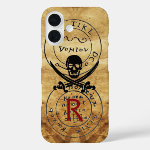 ANTIQUE  PIRATES TREASURE MAP ,SKULL AND SWORDS iPhone 16 CASE
