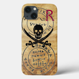 ANTIQUE  PIRATES TREASURE MAP ,SKULL AND SWORDS iPhone 13 CASE