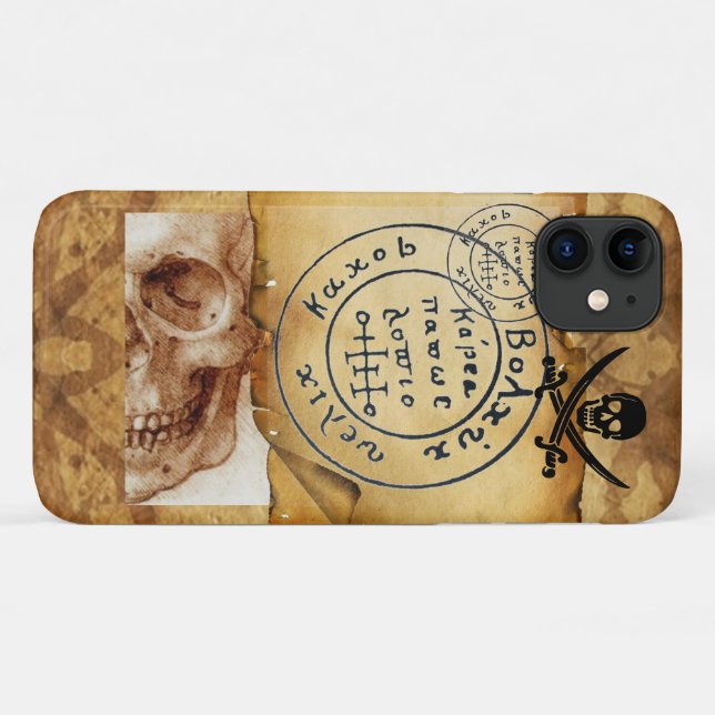 ANTIQUE PIRATES TREASURE MAP ,SKULL AND SWORDS Case-Mate iPhone CASE (Back (Horizontal))