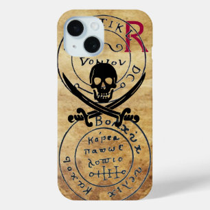 ANTIQUE  PIRATES TREASURE MAP ,SKULL AND SWORDS iPhone 15 CASE