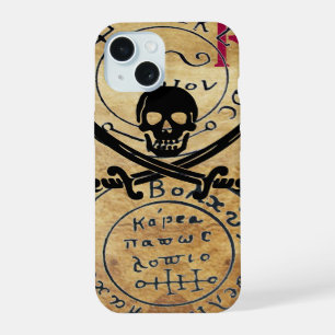 ANTIQUE  PIRATES TREASURE MAP ,SKULL AND SWORDS iPhone 15 CASE