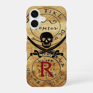 ANTIQUE PIRATES TREASURE MAP ,SKULL AND SWORDS iPhone 16 CASE