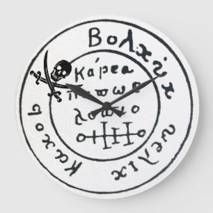 ANTIQUE  PIRATES TREASURE MAP ,SKULL AND SWORDS LARGE CLOCK