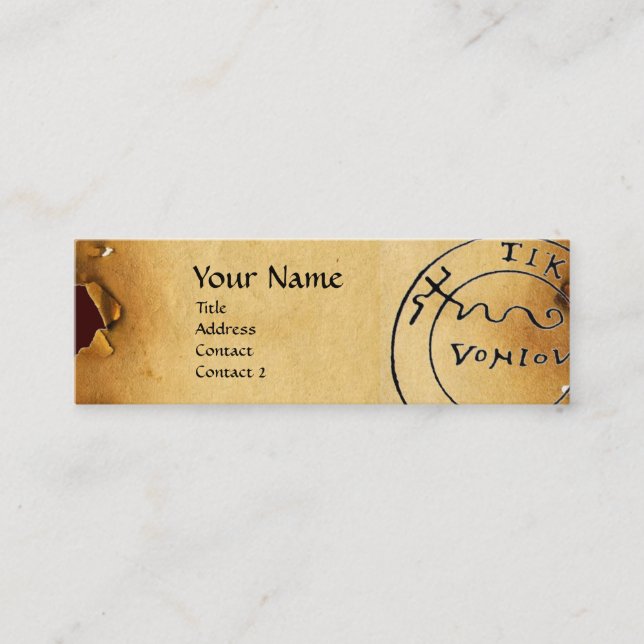 ANTIQUE  PIRATES TREASURE MAP ,SKULL AND SWORDS MINI BUSINESS CARD (Front)