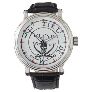 ANTIQUE PIRATES TREASURE MAP, SKULL AND SWORDS WATCH