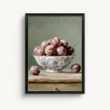 Antique Plum Fruit Bowl Poster