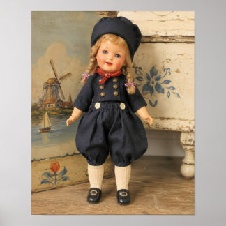 Antique porcelain doll in a Dutch setting Poster