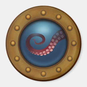 Antique Porthole with View of Deep Sea Creature Magnet