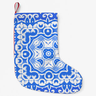 Antique portuguese azulejo ceramic. Vintage seamle Small Christmas Stocking