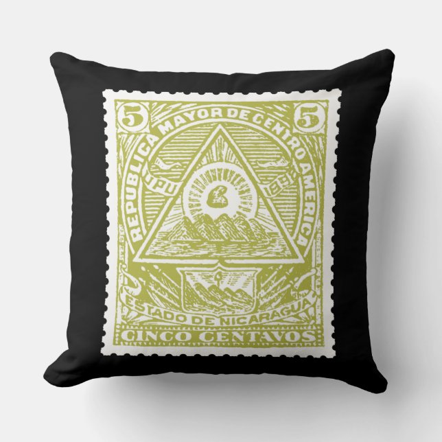 Antique Postage Stamp  Guatamala All Seeing Eye Cushion (Front)